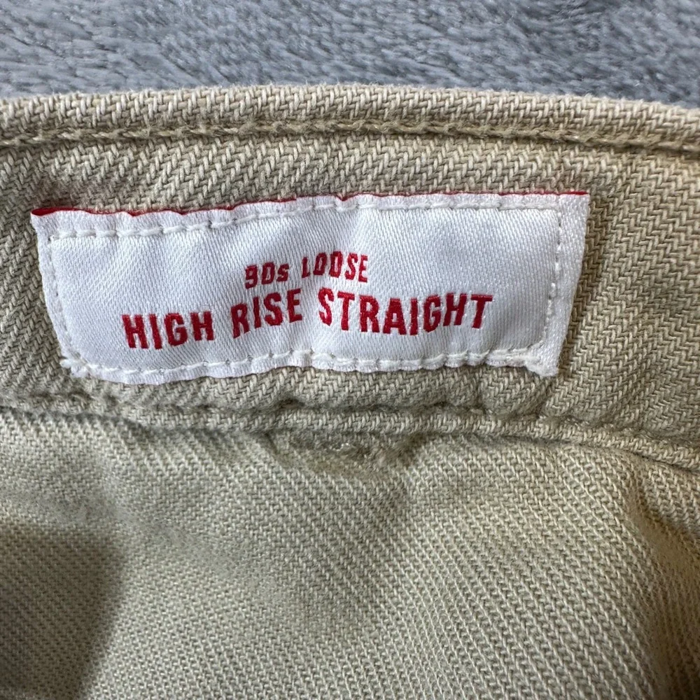 Lucky Brand 90s Loose High Rise Straight Pants 4/27 Tan Khaki Utility